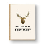 Brown Graphic Deer Best Man / Groomsman Card 