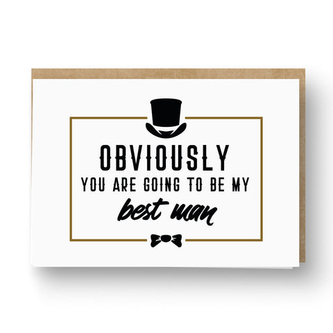 'Obviously' Best Man / Groomsman Card White and Kraft